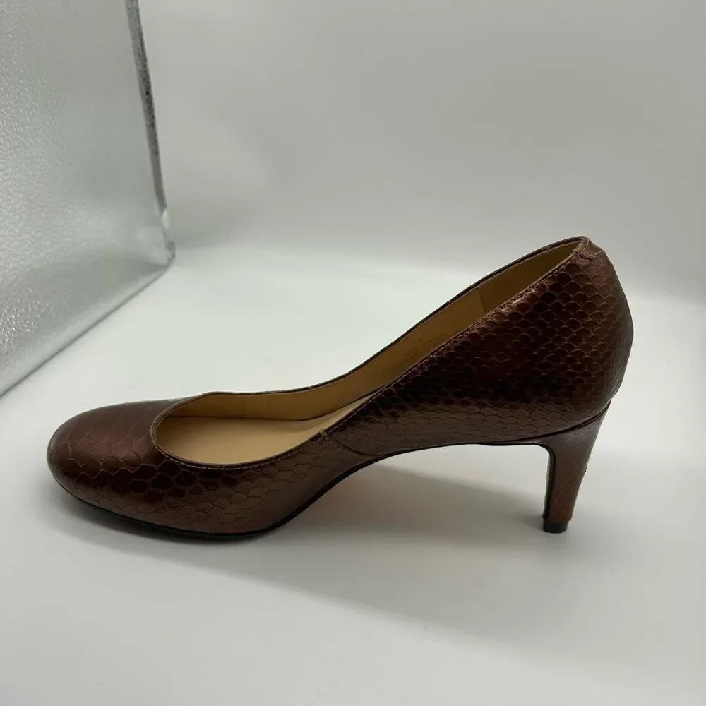 Talbots Leather Snakeskin Pumps in Bronze Size 7B